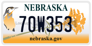 70W353  license plate in NE
