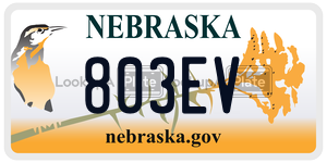 803EV license plate in Nebraska