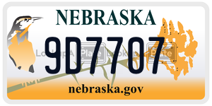 9D7707 license plate in Nebraska