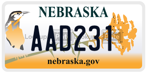 AAD231  license plate in NE