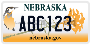 ABC123 license plate in Nebraska