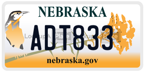 ADT833 license plate in Nebraska