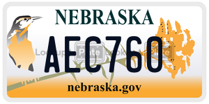 AEC760 license plate in Nebraska