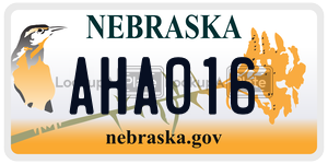 AHA016  license plate in NE