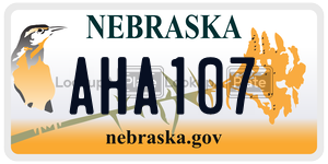 AHA107  license plate in NE