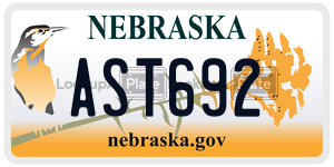 AST692  license plate in NE