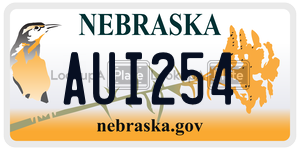 AUI254 license plate in Nebraska