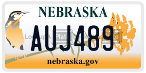 AUJ489 license plate in Nebraska