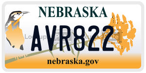 AVR822 license plate in Nebraska