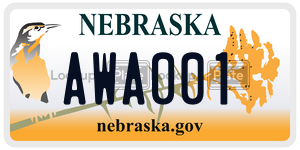 AWA001 license plate in Nebraska