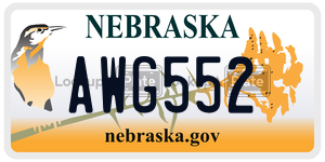 AWG552 license plate in Nebraska