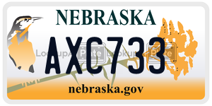 AXC733 license plate in Nebraska