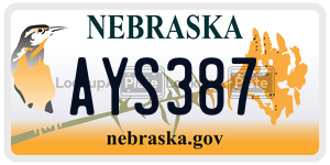 AYS387 license plate in Nebraska