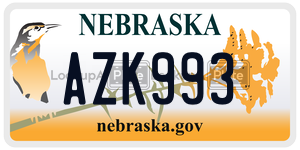 AZK993 license plate in Nebraska
