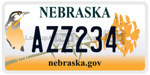 AZZ234  license plate in NE