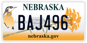 BAJ496 license plate in Nebraska