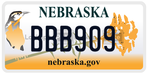 BBB909 license plate in Nebraska