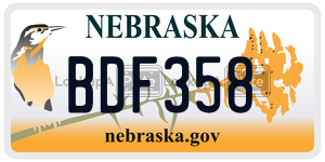 BDF358 license plate in Nebraska