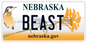 BEAST  license plate in NE