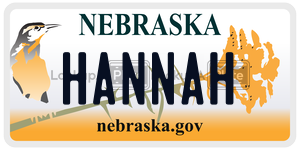 HANNAH  license plate in NE