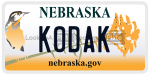 K0DAK  license plate in NE