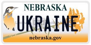 UKRAINE license plate in Nebraska
