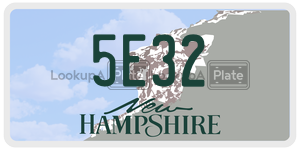 5E32  license plate in NH
