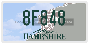 8F848  license plate in NH