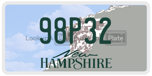 98P32 license plate in New Hampshire