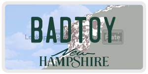 BADTOY license plate in New Hampshire