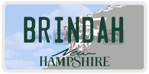 BRINDAH  license plate in NH