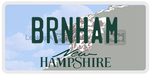 BRNHAM  license plate in NH