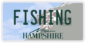 FISHING  license plate in NH
