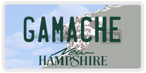 GAMACHE  license plate in NH