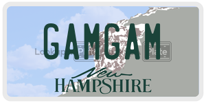 GAMGAM  license plate in NH