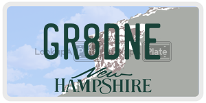 GR8DNE  license plate in NH