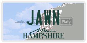 JAWN  license plate in NH