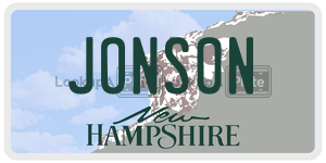 JONSON  license plate in NH