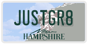 JUSTGR8  license plate in NH