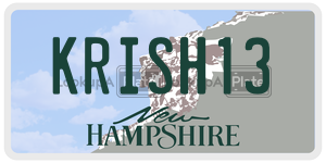 KRISH13 license plate in New Hampshire