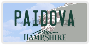 PAIDOVA  license plate in NH