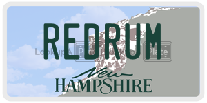 REDRUM  license plate in NH