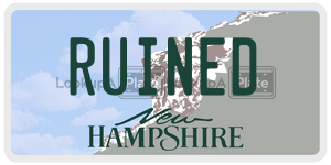 RUINED  license plate in NH