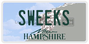 SWEEKS  license plate in NH