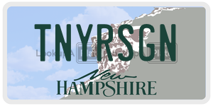 TNYRSGN license plate in New Hampshire