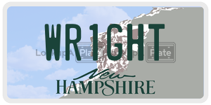 WR1GHT  license plate in NH