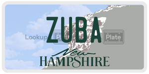 ZUBA  license plate in NH