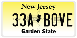 33ABOVE  license plate in NJ