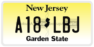 A18LBJ license plate in New Jersey