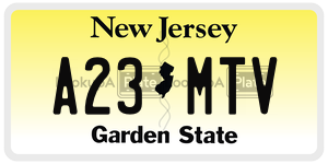 A23MTV license plate in New Jersey